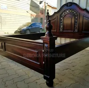 Royal Hand-Carved Hardwood Bed - 5x6 / 6x6 (Dark Polish)