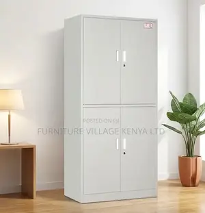 Office Cabinet; Steel Metallic 4 Door Lockable File/Storage Cabinet