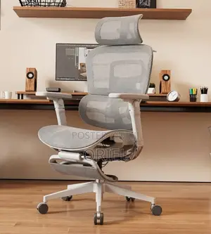 Office Chair : Orthopedic Gray Fabric Chair With Footrest