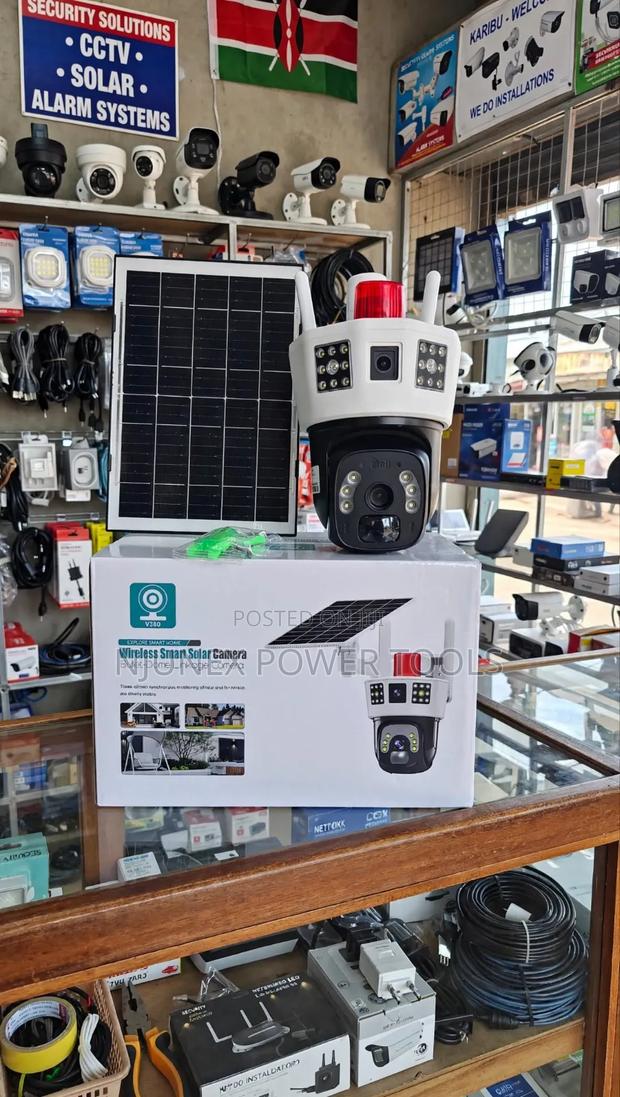 V380 Wireless Smart Dual-Lens PTZ Solar Security Camera System - main view