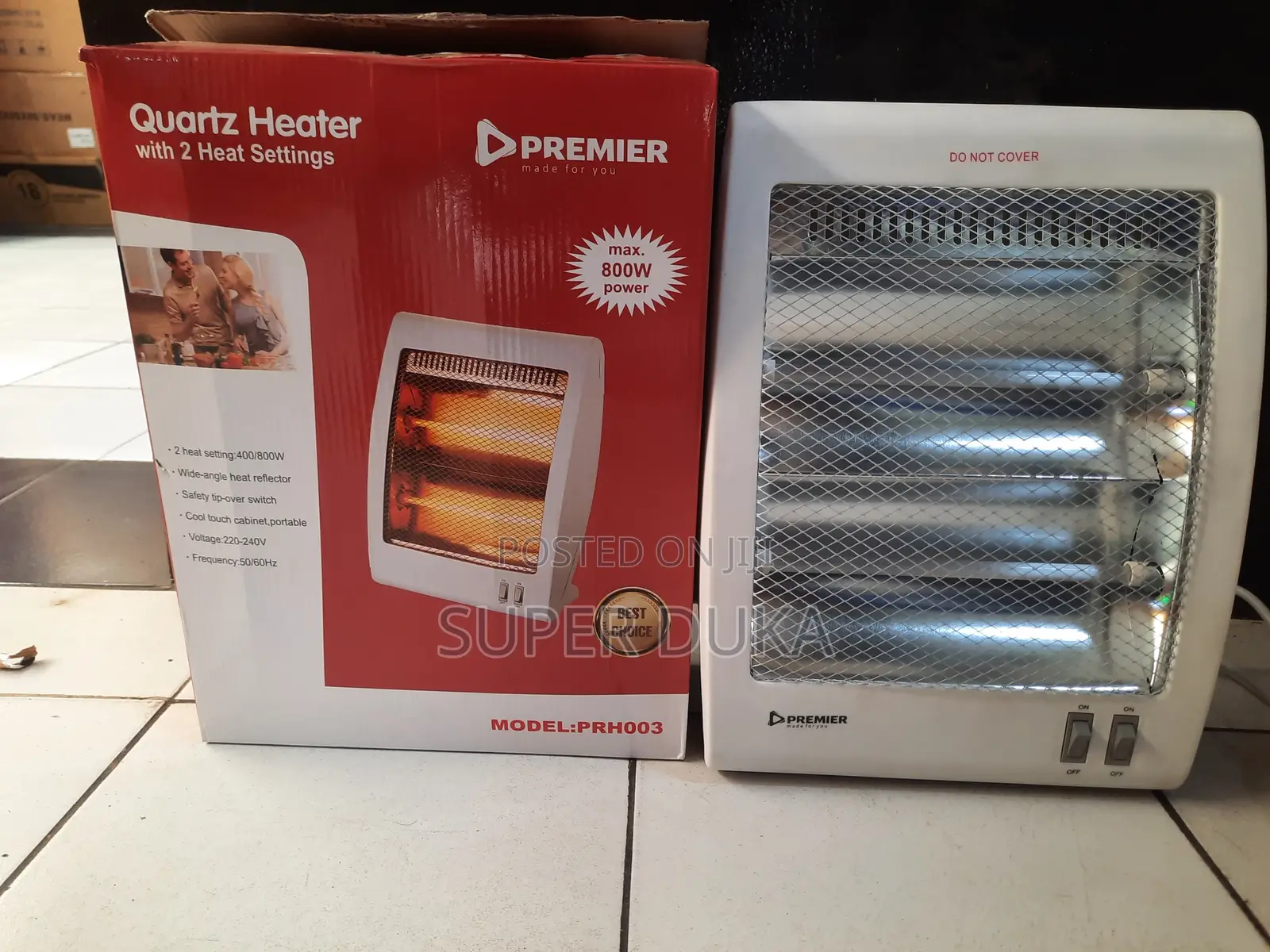 Premier Prh003 Quartz Heater With 2 Heat Settings, 800w Space Warmer