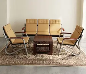 Office Sofa : 5-Seater Corporate Lobby Brown Sofa.