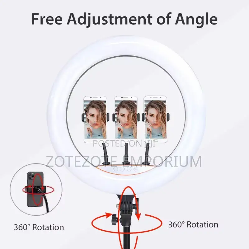 18 Inches Ring Light With 3 Phone Holders, Stand and Remote Control