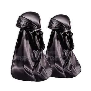Logo Print 360 Waves Extra Long Straps Pirate Hat Silk Headwrap