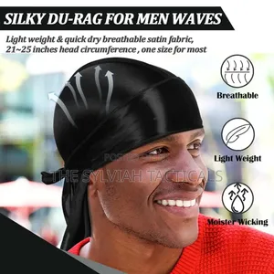 Logo Print 360 Waves Extra Long Straps Pirate Hat Silk Headwrap