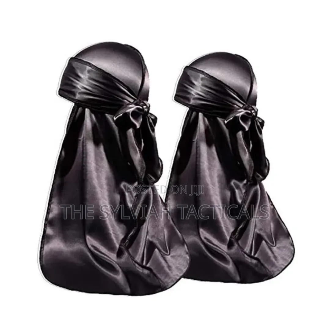 Logo Print 360 Waves Extra Long Straps Pirate Hat Silk Headwrap