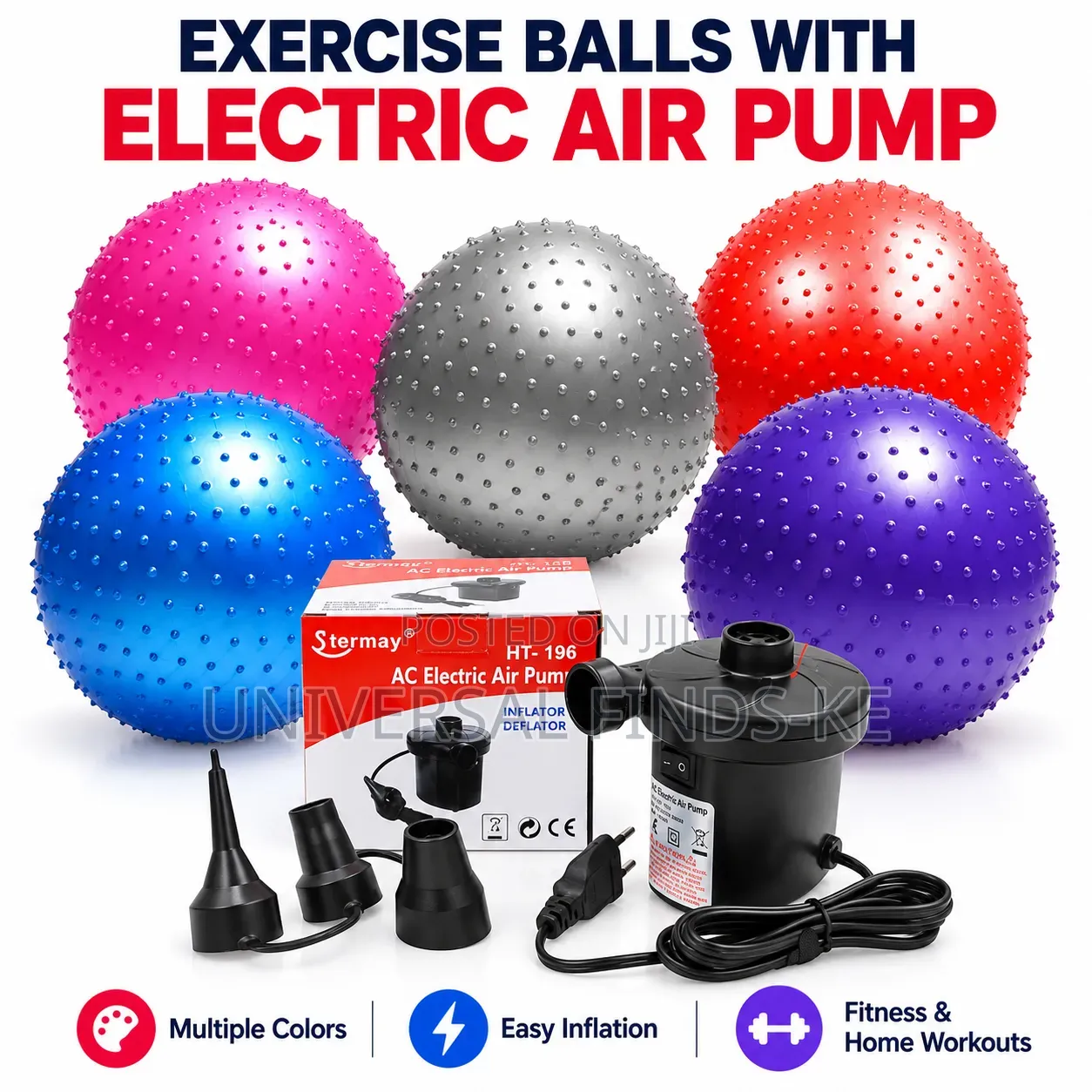 Spiked Yoga Ball With Free Electric Pump Massage Fitness Exercise Ball