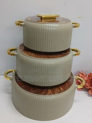 *3pcs Luxury Round Hotpot Set Insulated Food Warmers*