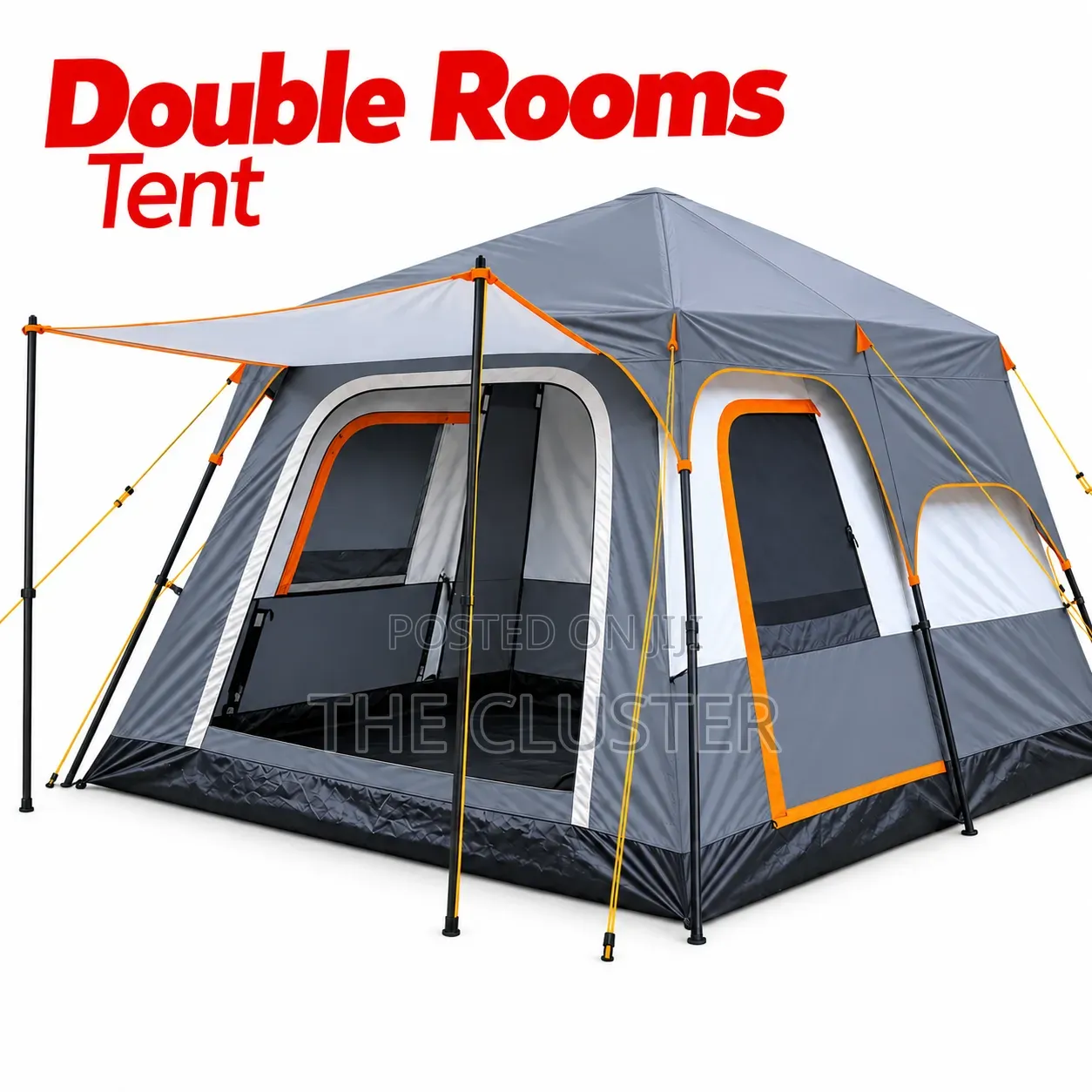 Double Rooms Camping Tents Family Size Grey