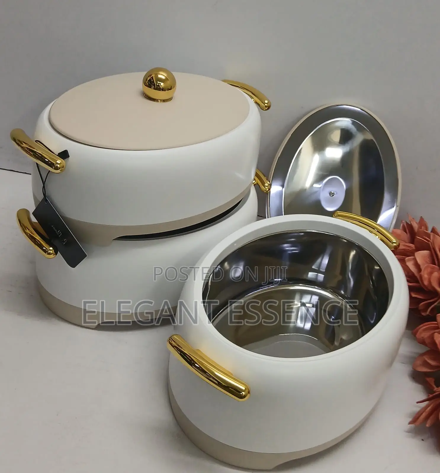*3pcs Luxury Forever Gold Hotpot Set Premium Insulated Food Warmers*