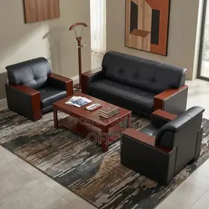 Office Sofa; Large Leather Waiting Room Sofa