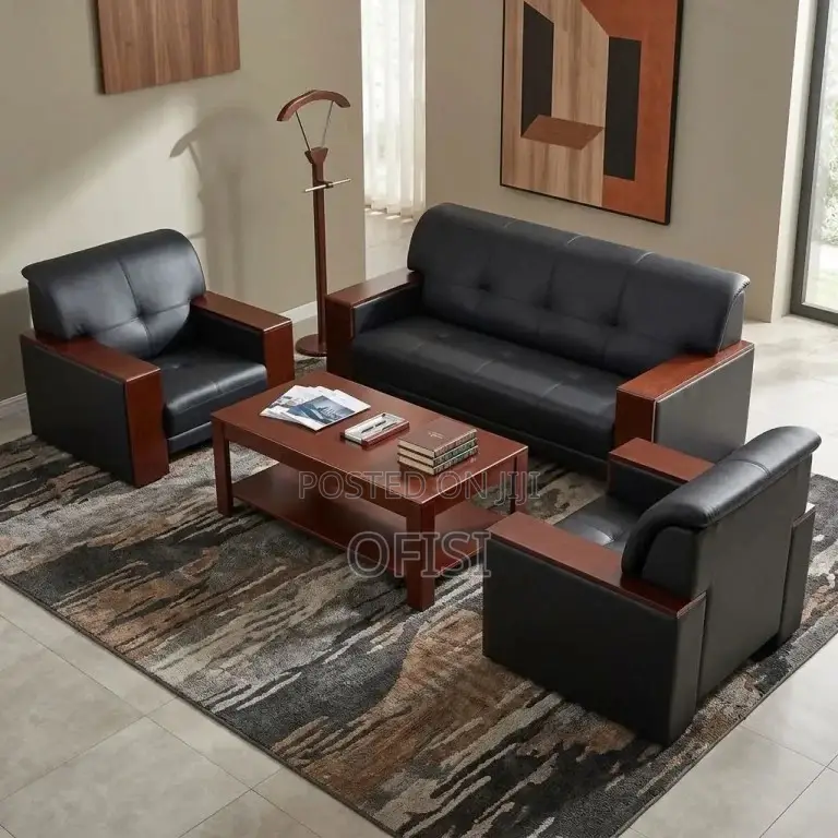 Office Sofa; Large Leather Waiting Room Sofa