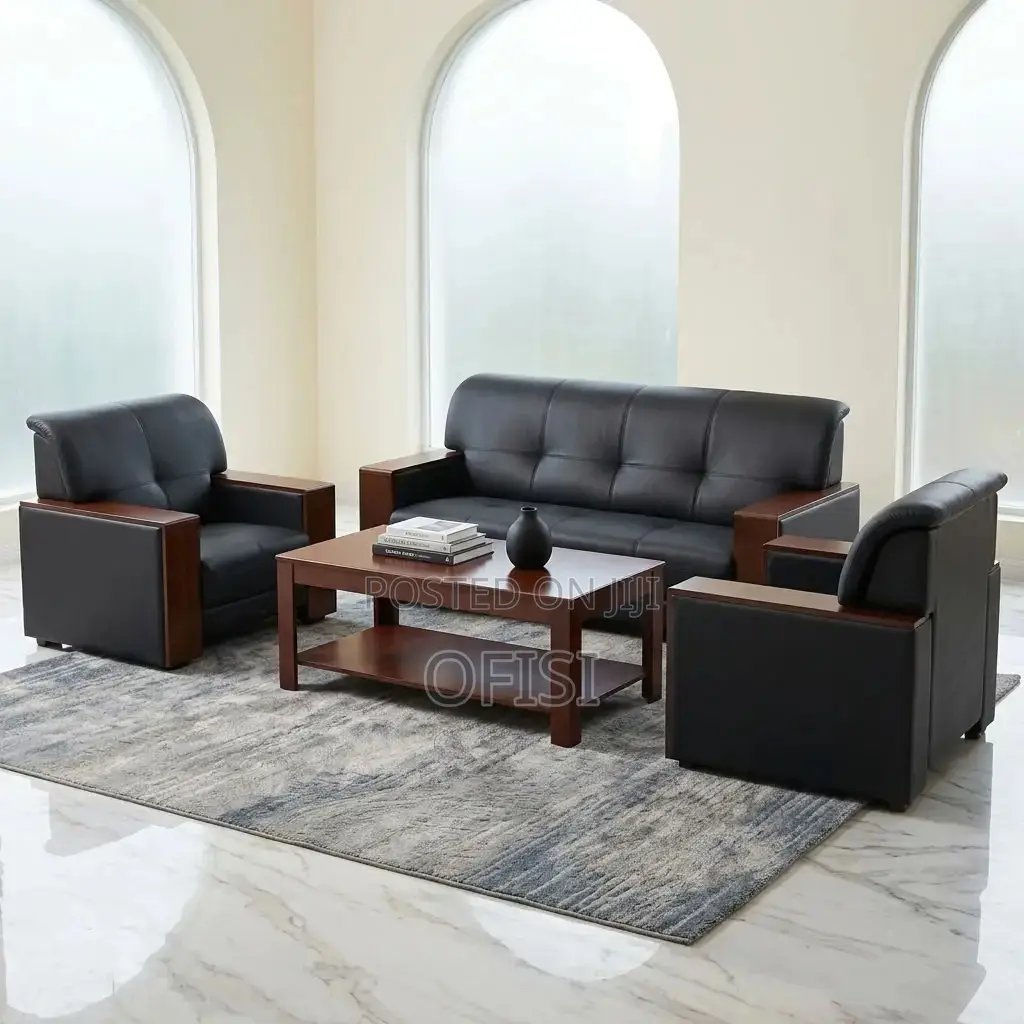 Office Sofa; Large Leather Waiting Room Sofa