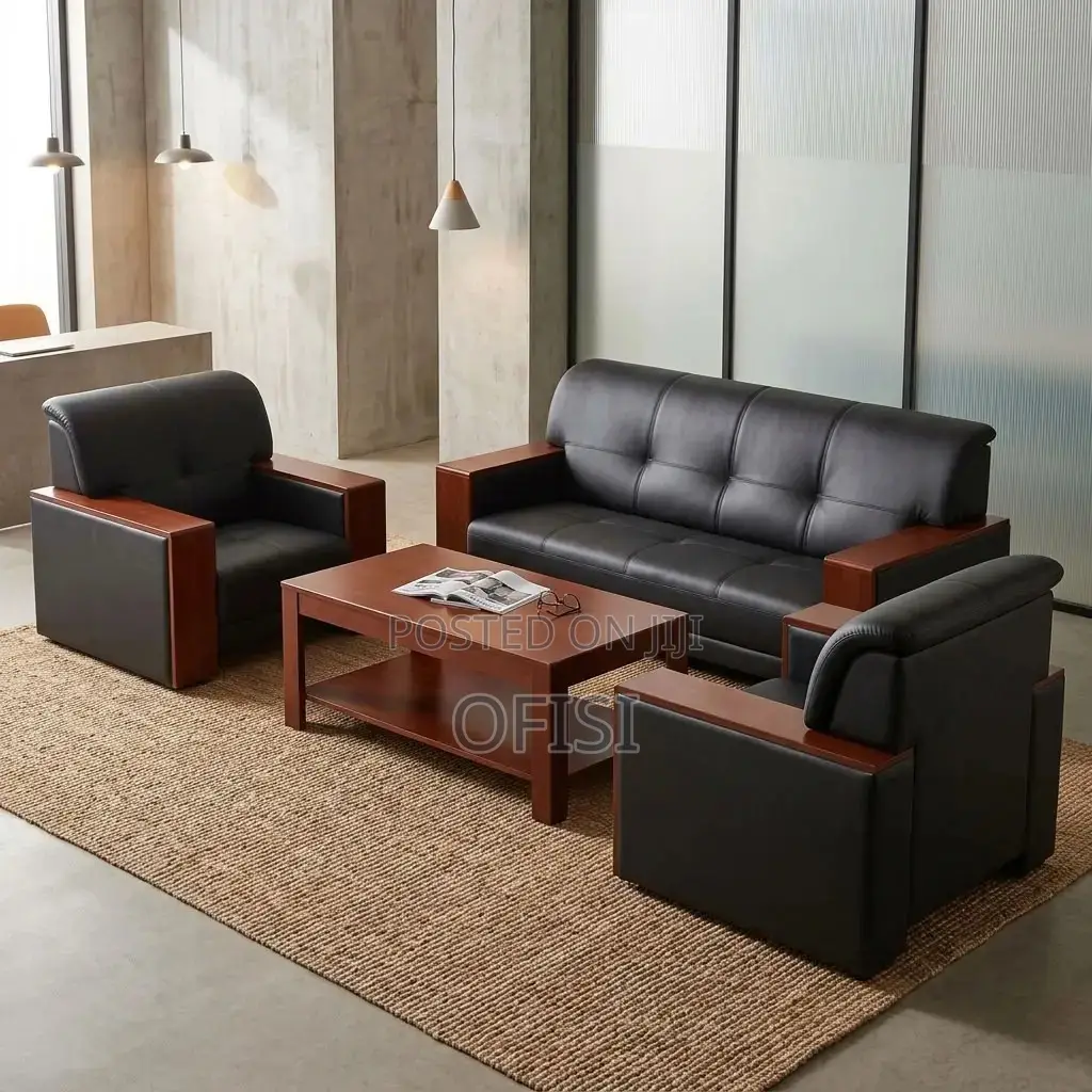 Office Sofa; Large Leather Waiting Room Sofa