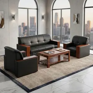 Office Sofa; Large Leather Waiting Room Sofa