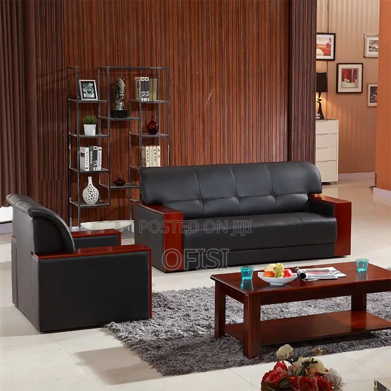 Office Sofa; Large Leather Waiting Room Sofa