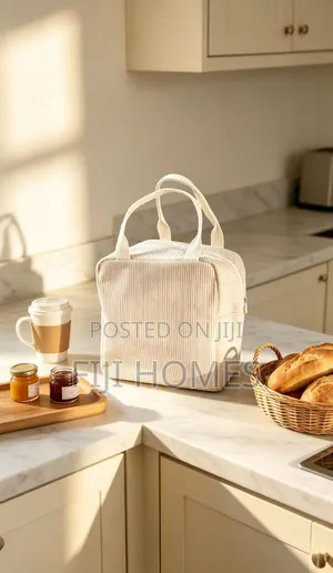 Insulated Lunch Bag | Corduroy Fabric | Cream Brown