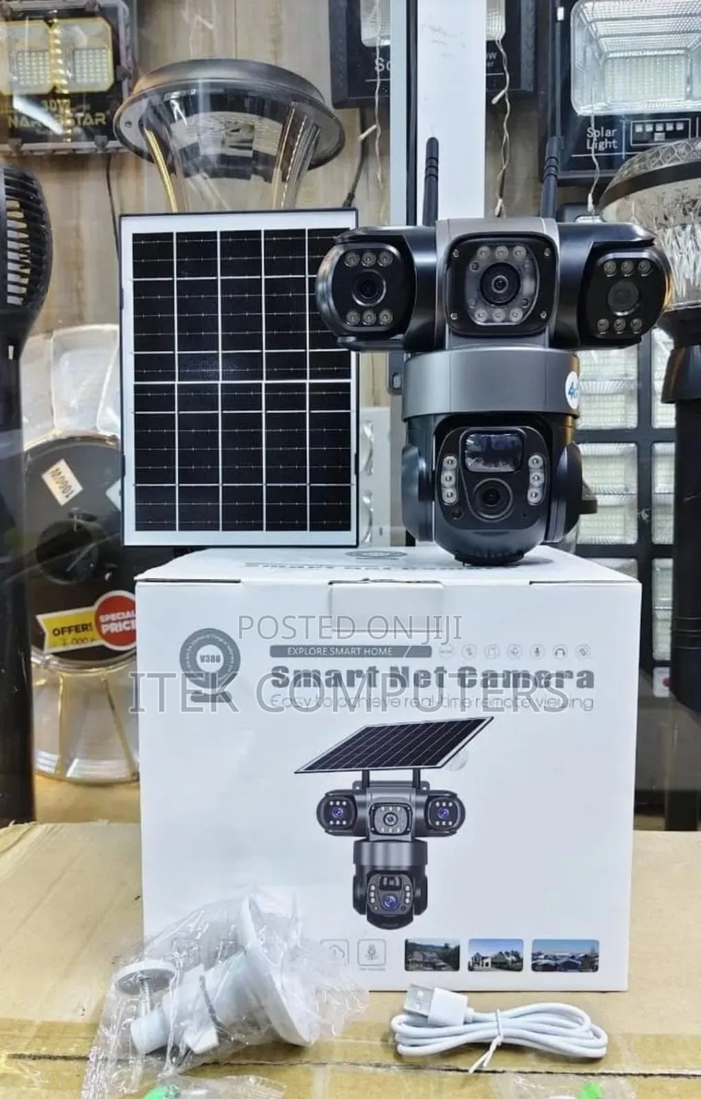 Triple Camera 4G CCTV With Alarm for Wide Area Monitoring