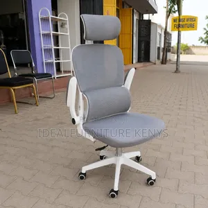 *Ergonomic Office Chair - Grey Mesh Chair With Headrest
