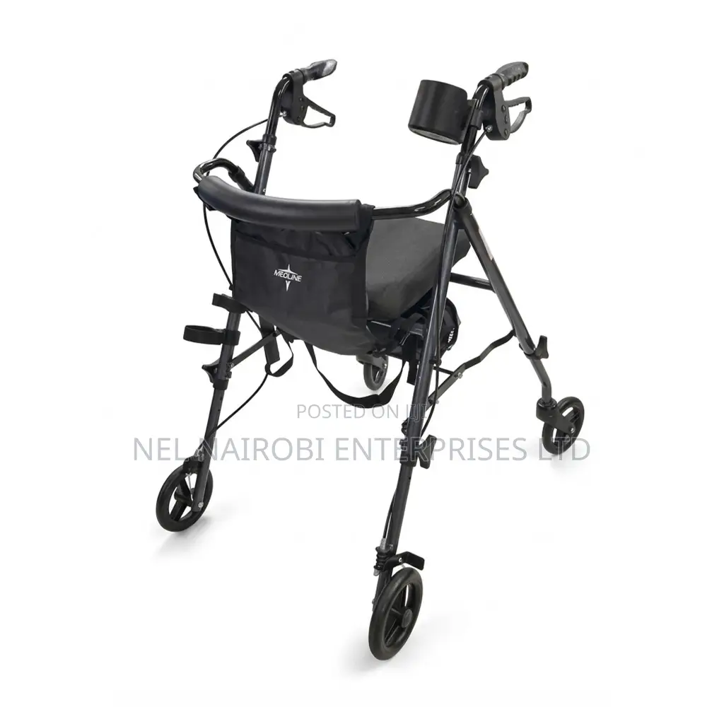 Aluminium Walking Rollator With Seat 6'' Wheels, Lightweight, Black
