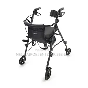 Aluminium Walking Rollator With Seat 6'' Wheels, Lightweight, Black