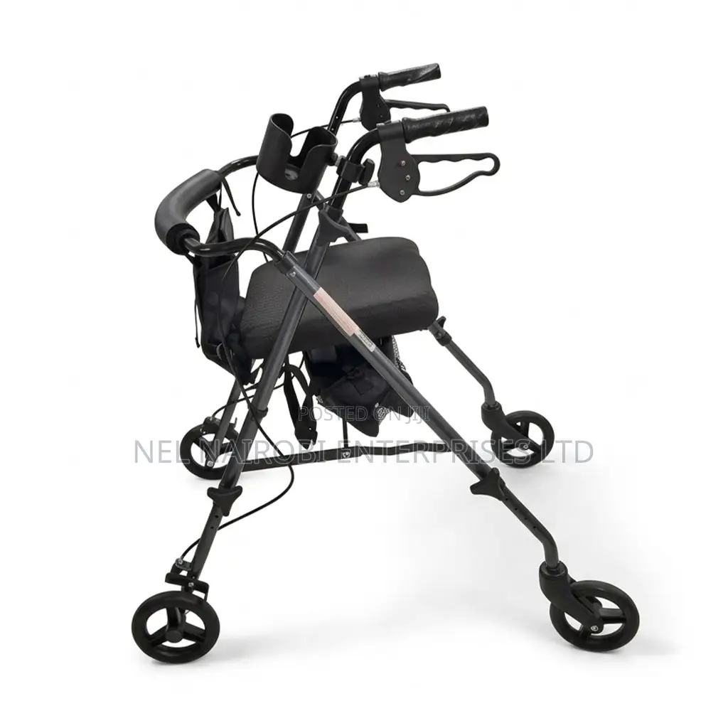 Aluminium Walking Rollator With Seat 6'' Wheels, Lightweight, Black