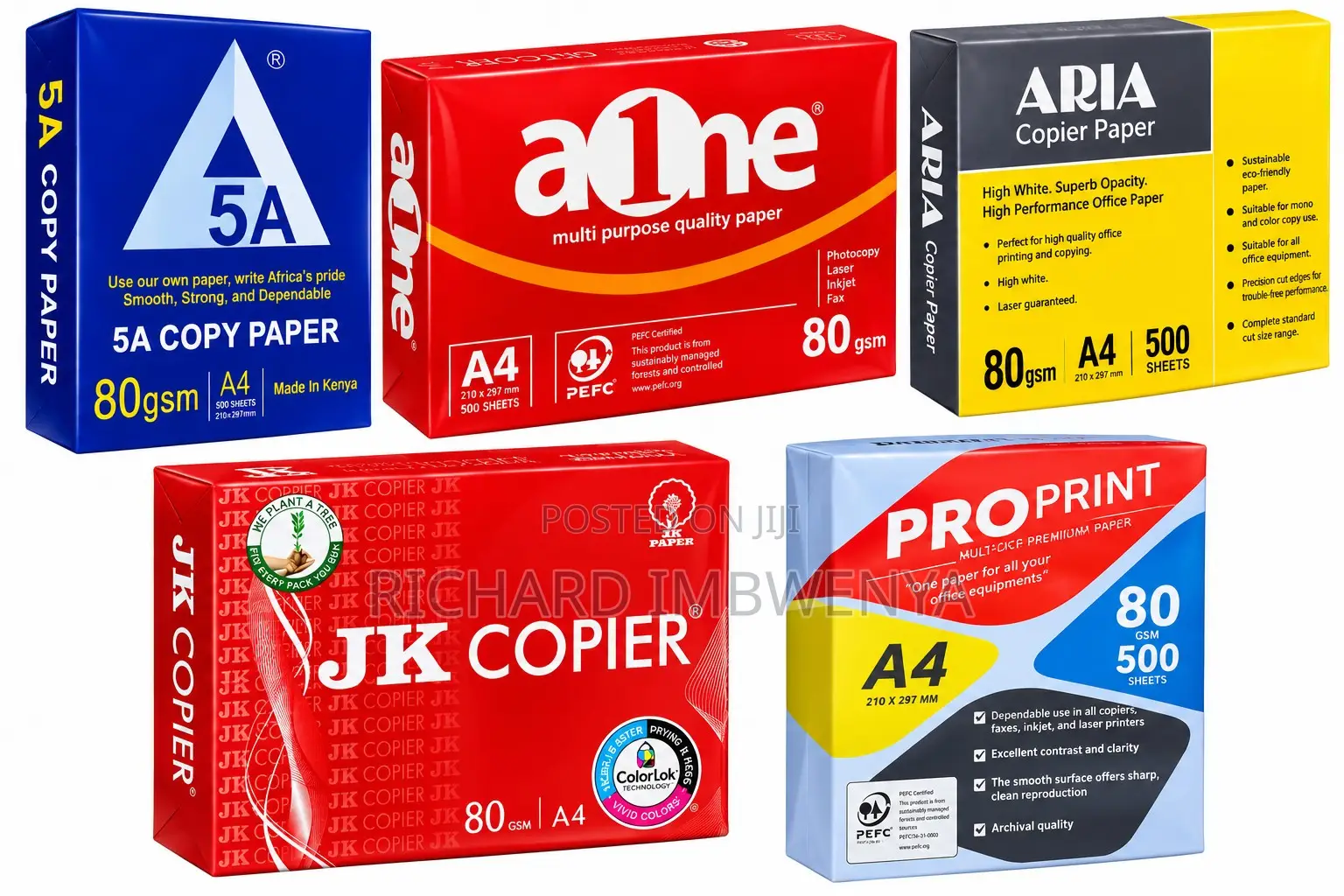 A4 Copy Paper 80gsm – 500 Sheets | 5a, Aone, Aria, Jk Pro Print