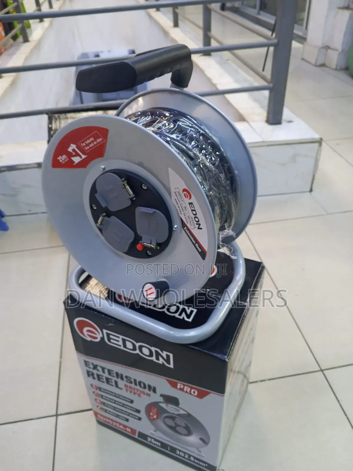 EDON 25 Meters Cable Extension Reel 3 Way Socket Outlet