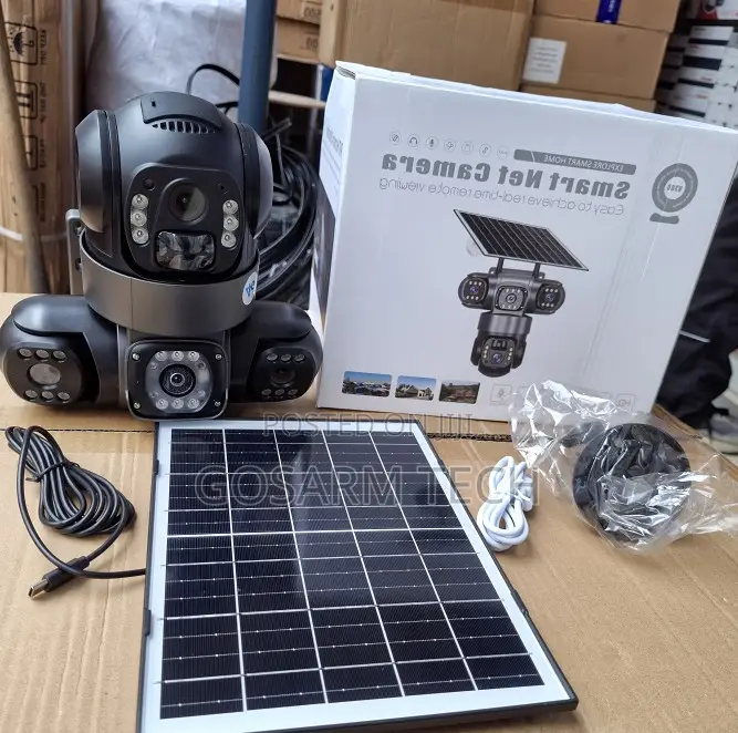 Wifi Triple Lens Solar Powered 3Lens PTZ Camera 2way Audio