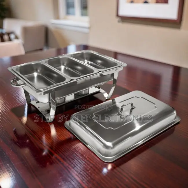 Secure-Fitting Lids 11L Stainless Steel Triple Chafing Dish
