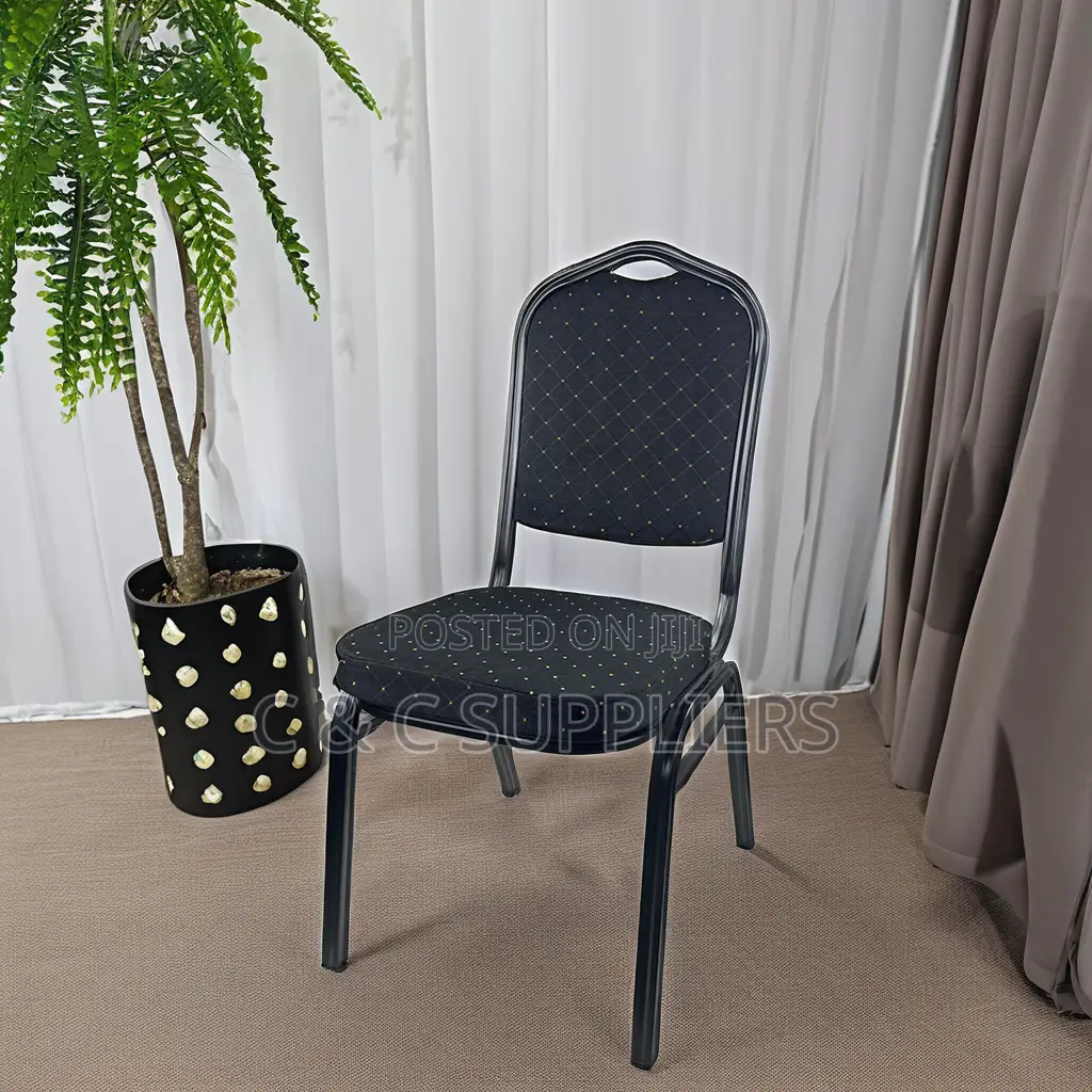 Black Fabric Armless Conference Chair