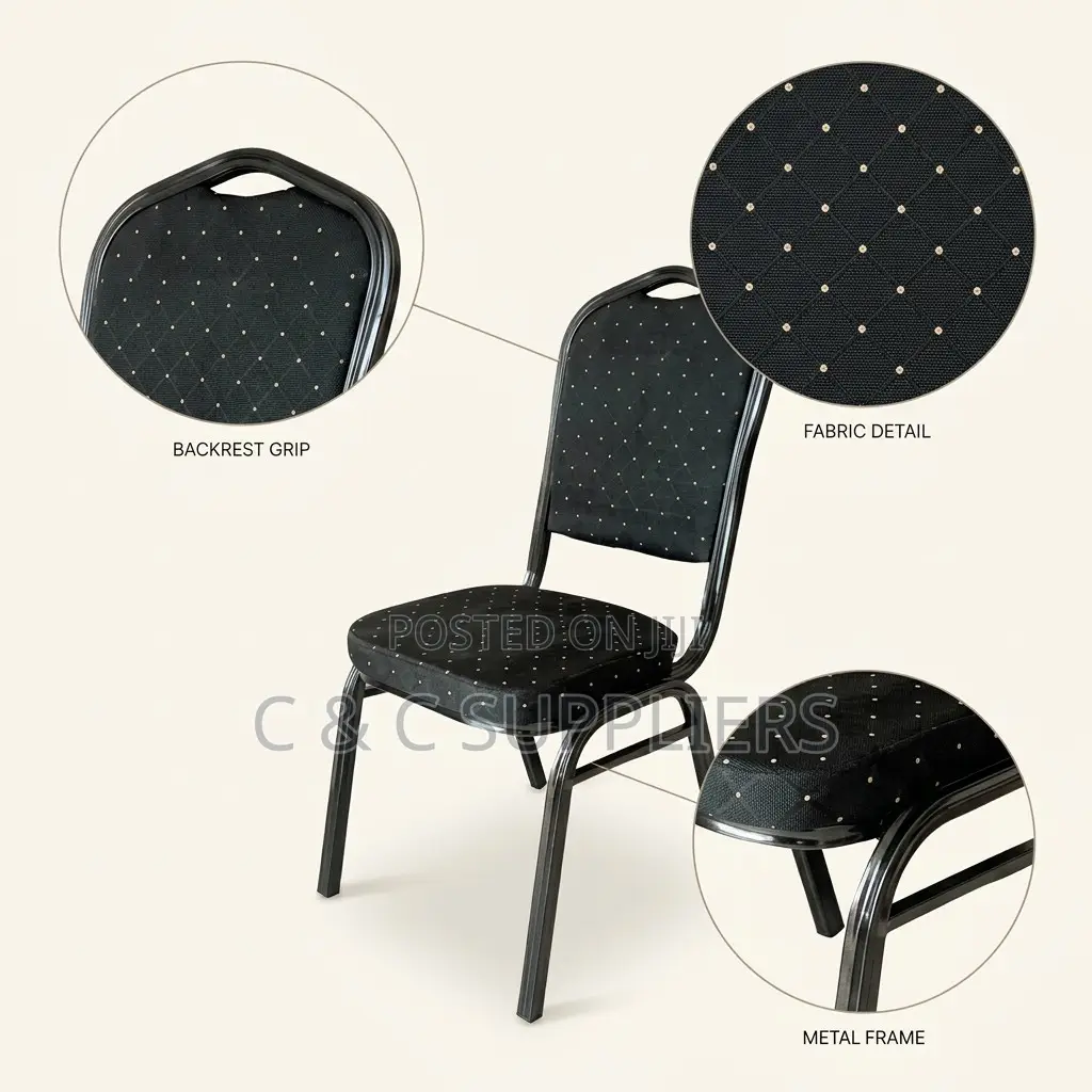 Black Fabric Armless Conference Chair