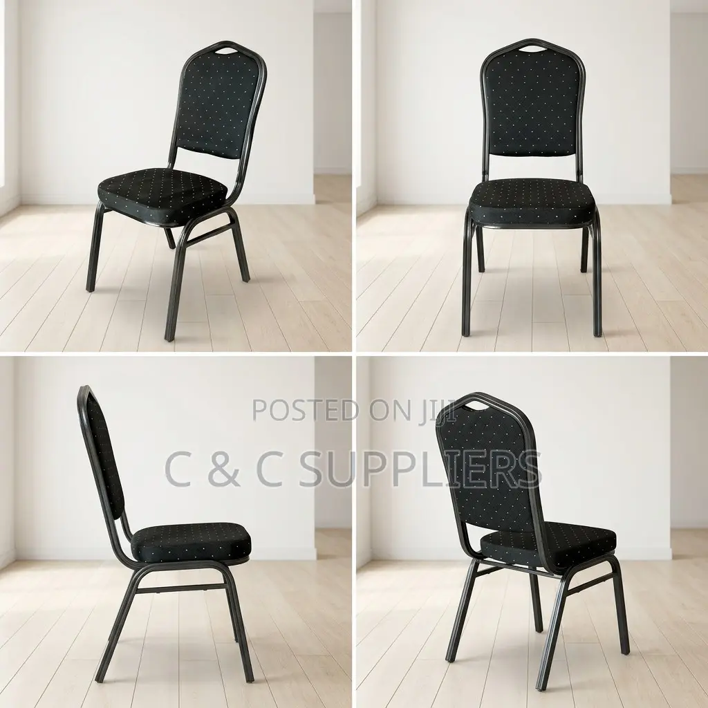 Black Fabric Armless Conference Chair