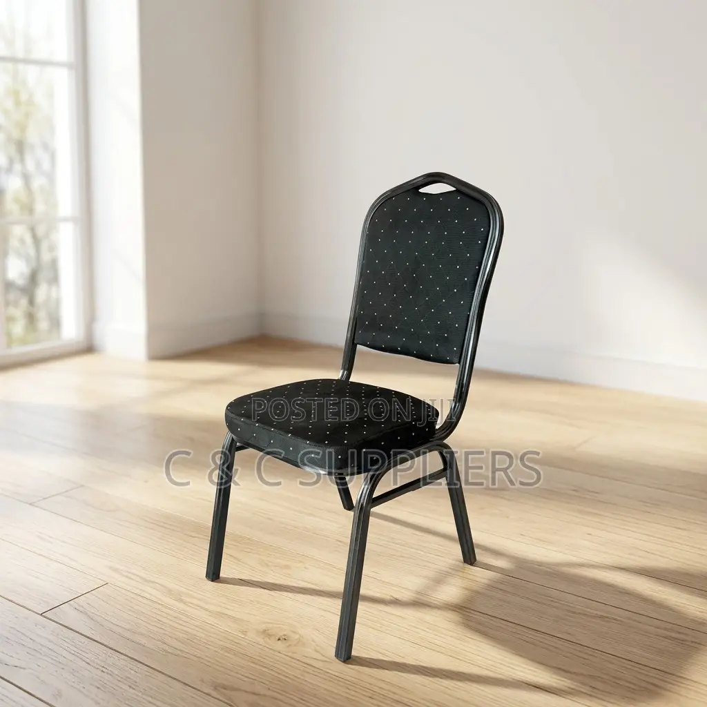 Black Fabric Armless Conference Chair