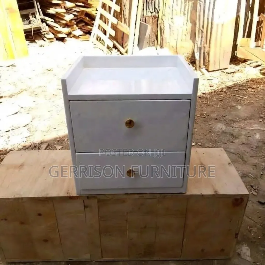 Modern White 2-Drawer Bedside Locker With Gold Handles