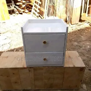Modern White 2-Drawer Bedside Locker With Gold Handles