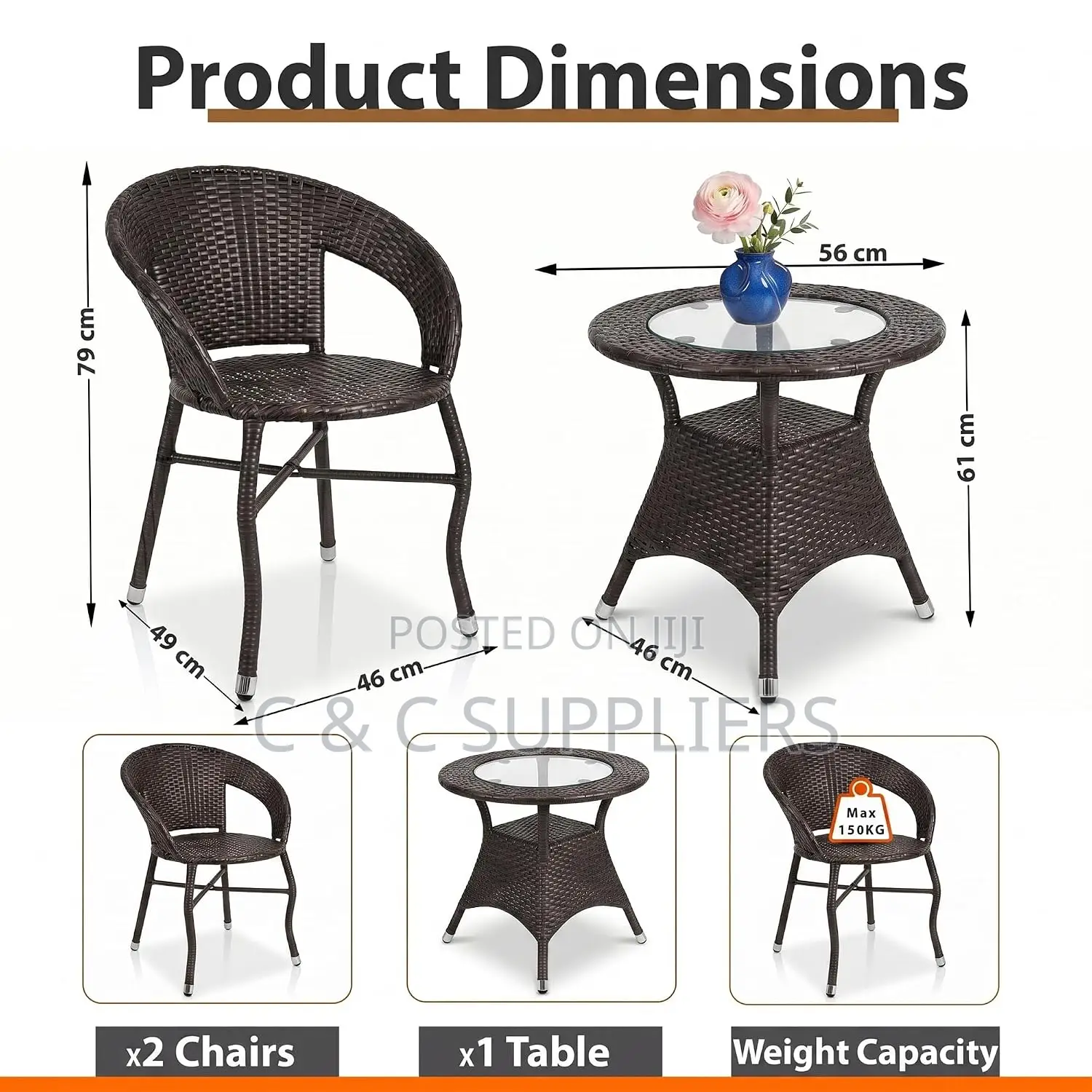 2-Seater Balcony Table Set