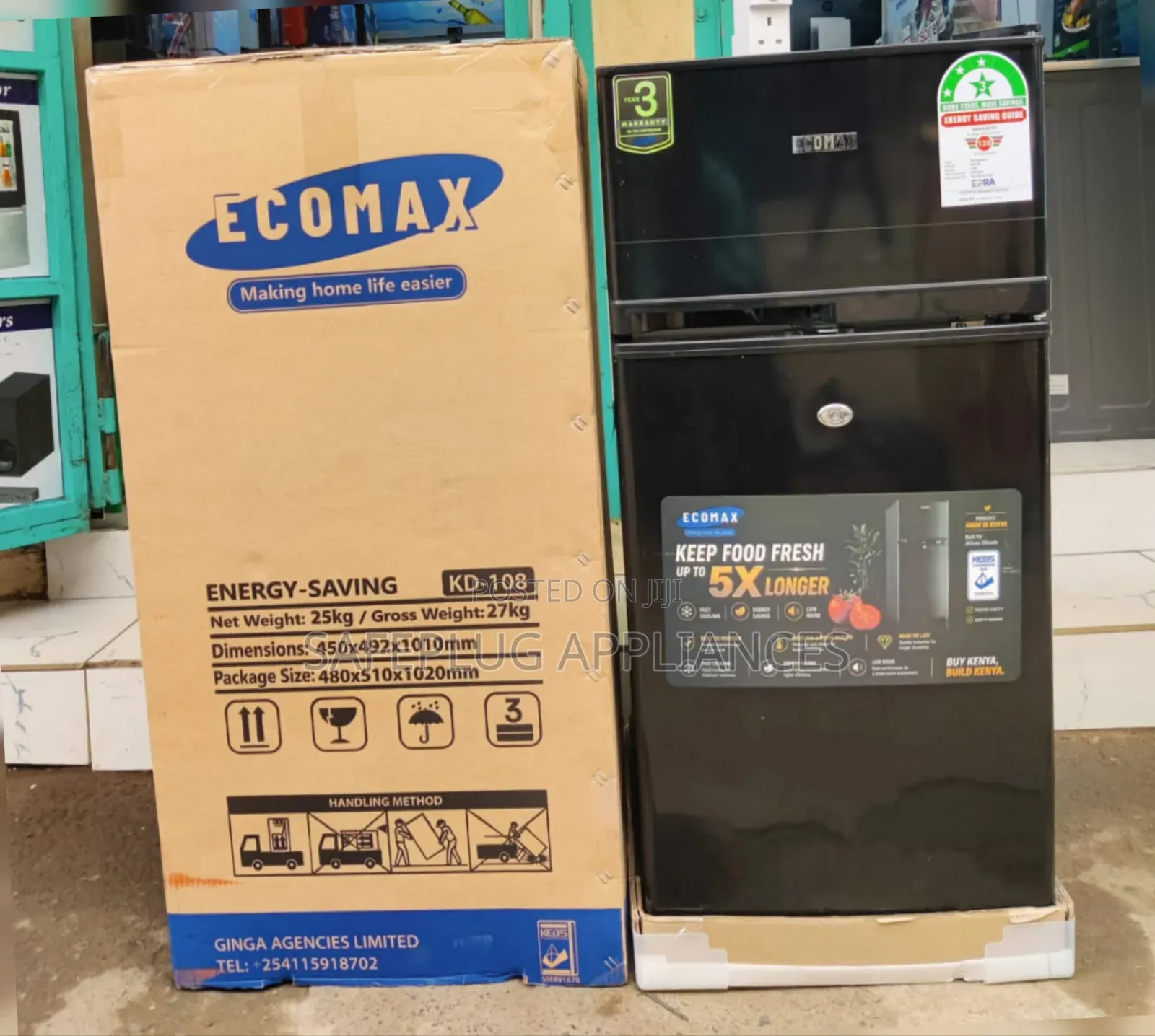 Brand New Ecomax KD108 108L Refrigerator – Space-Saving Kitchen Fridge