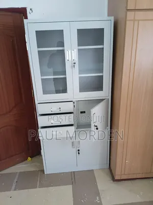 Steel Storage Cabinet, Half Glass With Safe Box - Locking