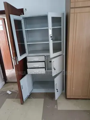 Steel Storage Cabinet, Half Glass With Safe Box - Locking