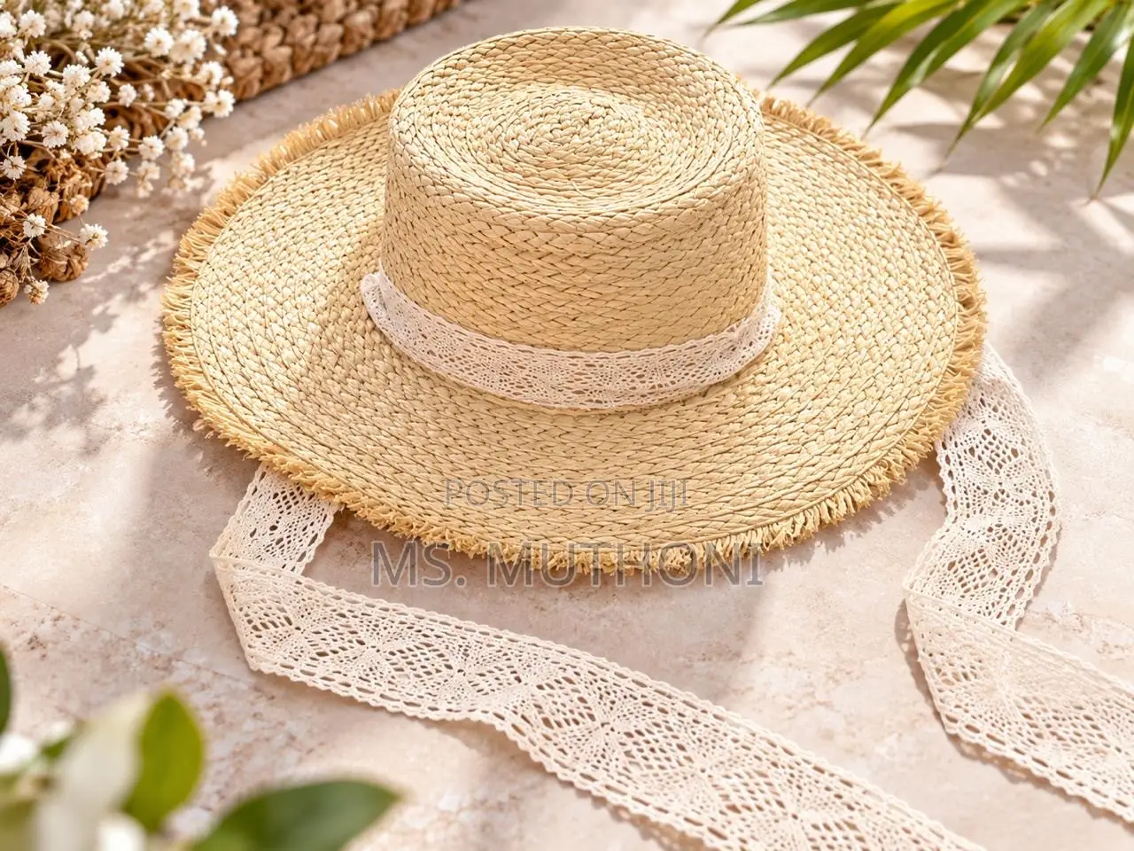 Lace Tie Chic Bohemian Look Summer Hat