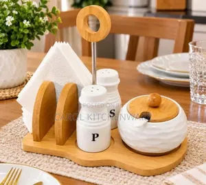 Salt, Pepper,sugar Dish and Servitte Holder Set