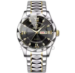 • Stainless Steel Business Dress Wristwatch With Day Date Display