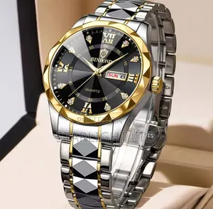 BINBOND Gold-Tone Waterproof Business Watch