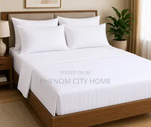 White Elegant Striped Fitted Bedsheet