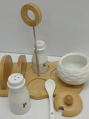 Salt, Pepper,Sugar Dish + Serviette Holder