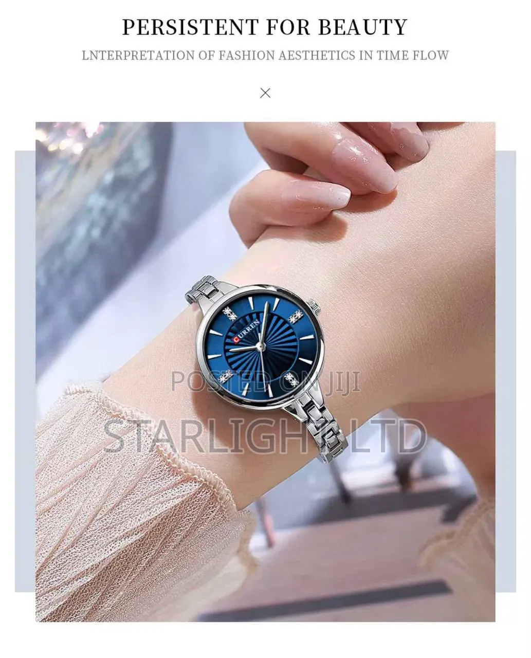 Silver-Tone Analog Timepiece With Sparkling Rhinestone Markers