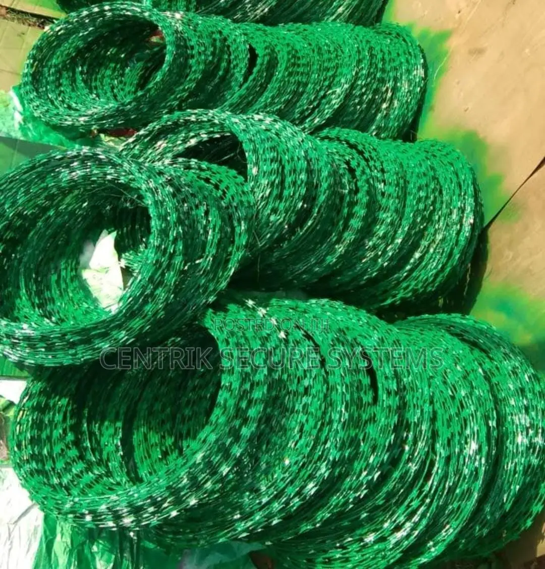 Green Razor Wire, Galvanised Rust Free
