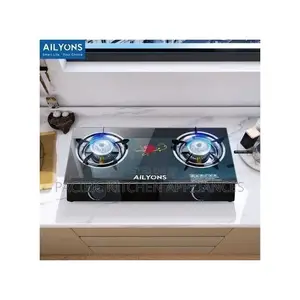AILYONS 2 Burner Glass Top Gas Cooker Double Burner