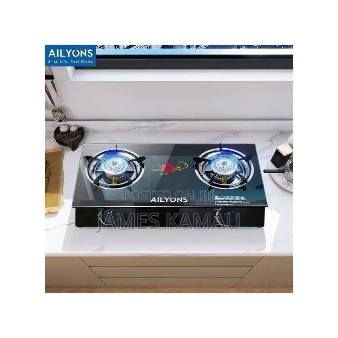 AILYONS 2 Burner Glass Top Gas Cooker Double Burner